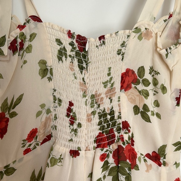 Reformation Floral Mini Dress in Cream and Red - Picture 7 of 7